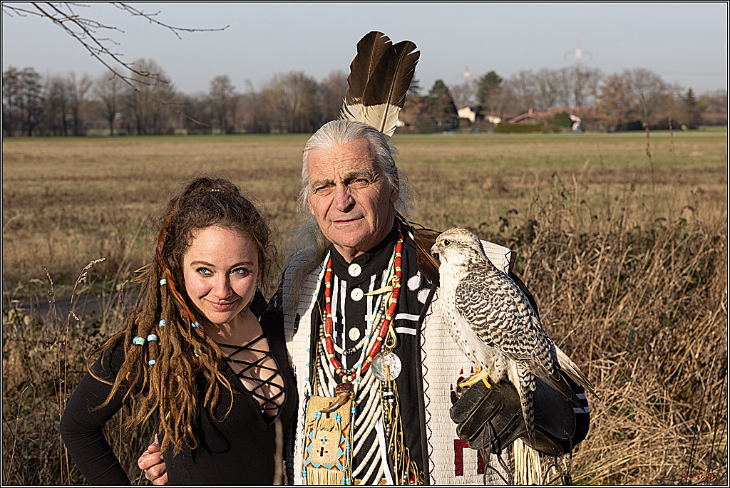 Cheyenne-Halbblut Hunting Wolf in der Falknerei Pierre Schmidt; Gymnich, 09.02.2023